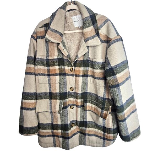 American Eagle Womens Oversized Flannel Chore Coat Barn Jacket XXL Sherpa Lined - Picture 1 of 10